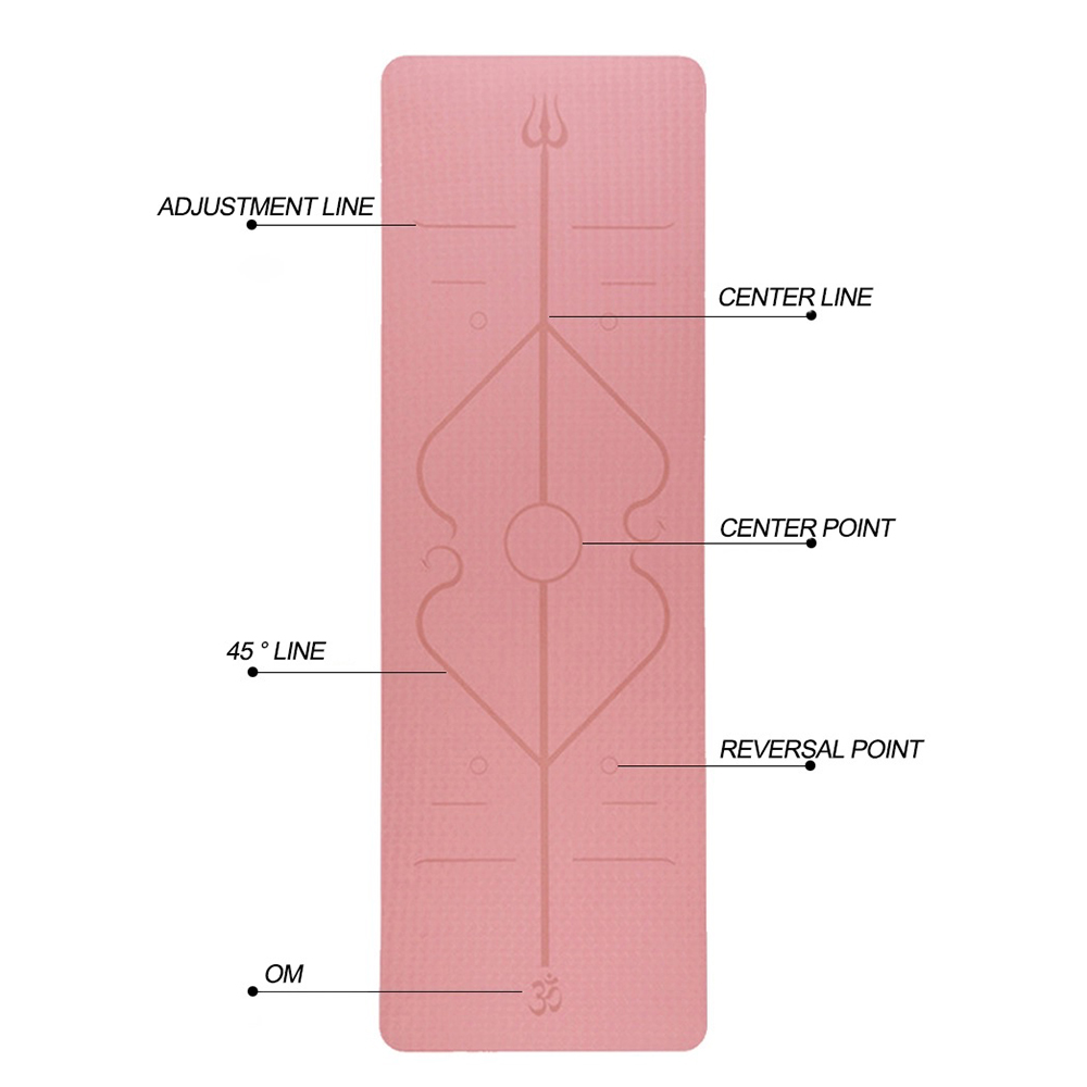 TPE Yoga Mat with Alignment Lines with Carry Rope and Stretch Strap Activre