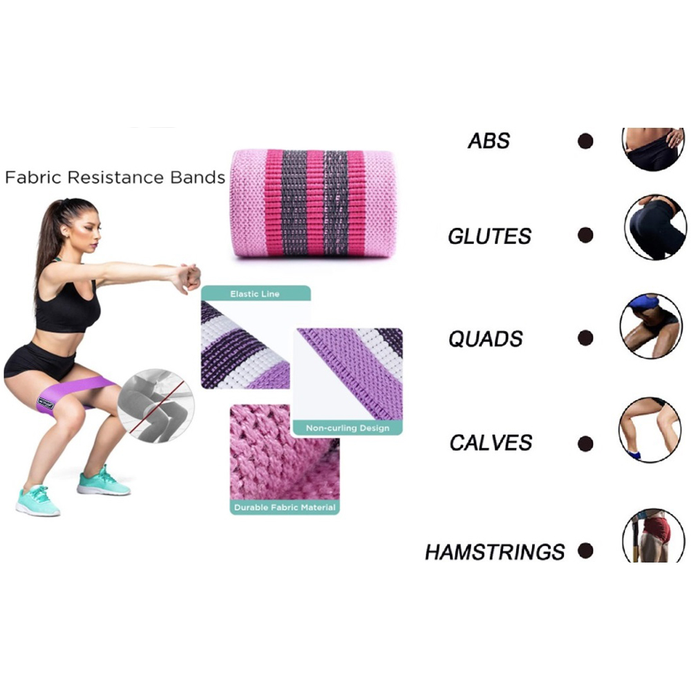 Activre Fabric Resistance Bands 3 Sets With 10 Training Exercises